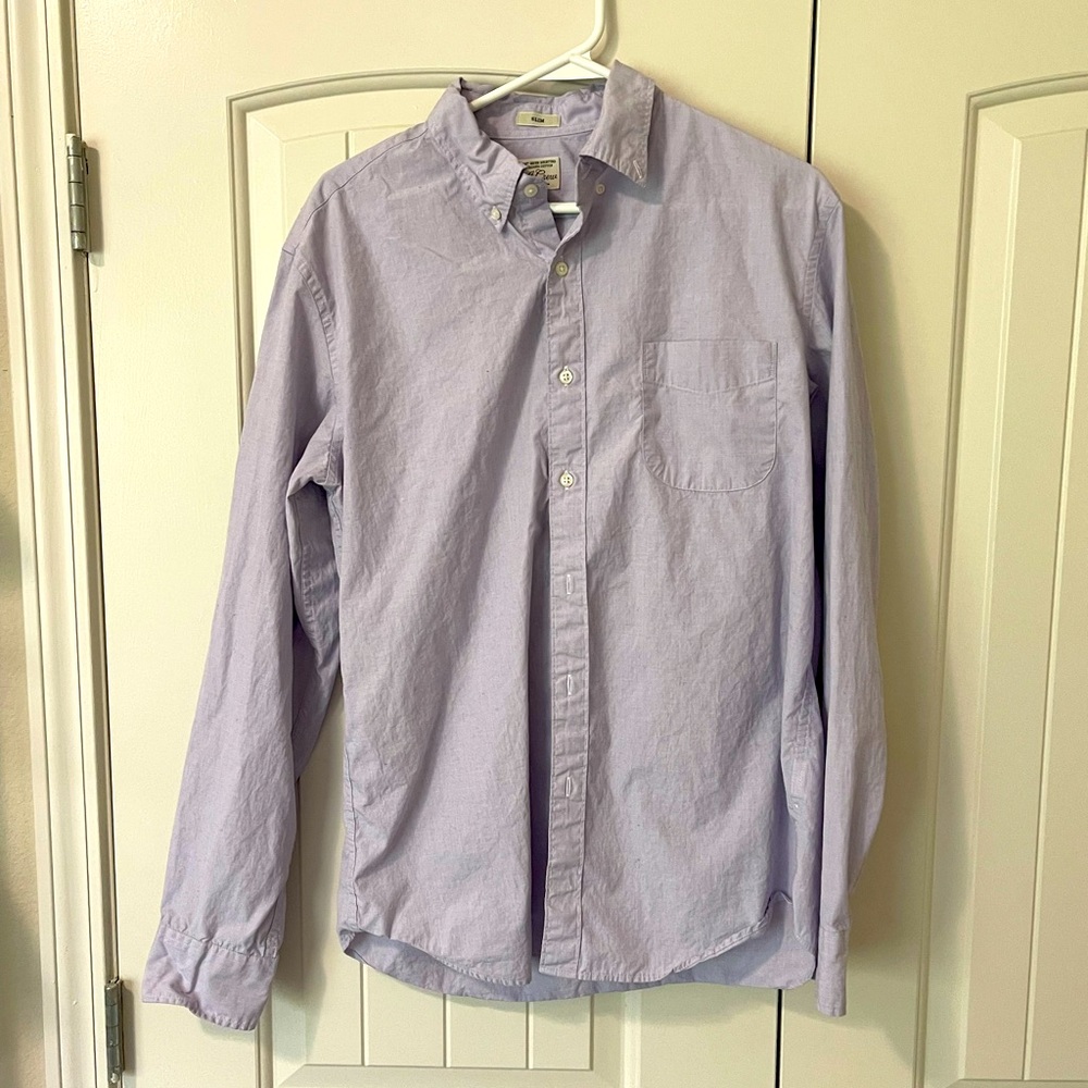 Light lavender colored slim fit j crew button down shirt